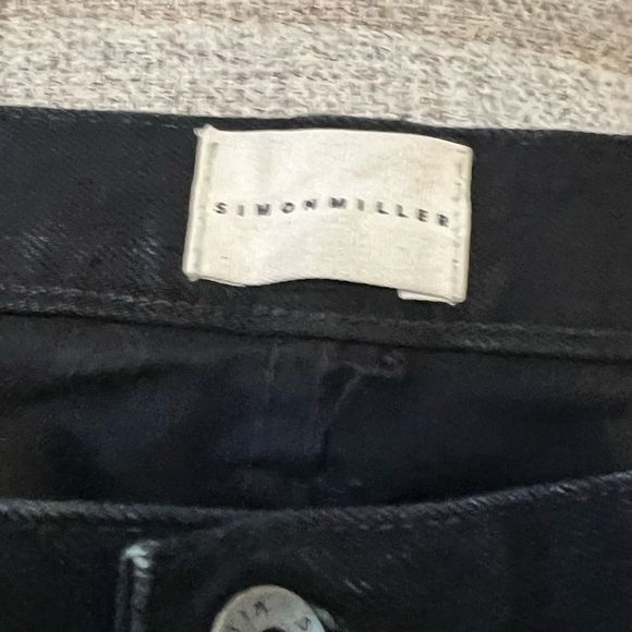 Simon Miller Black Mid-Rise Raw-Edge Wide-Leg Jeans Size 29 - Picture 4 of 9